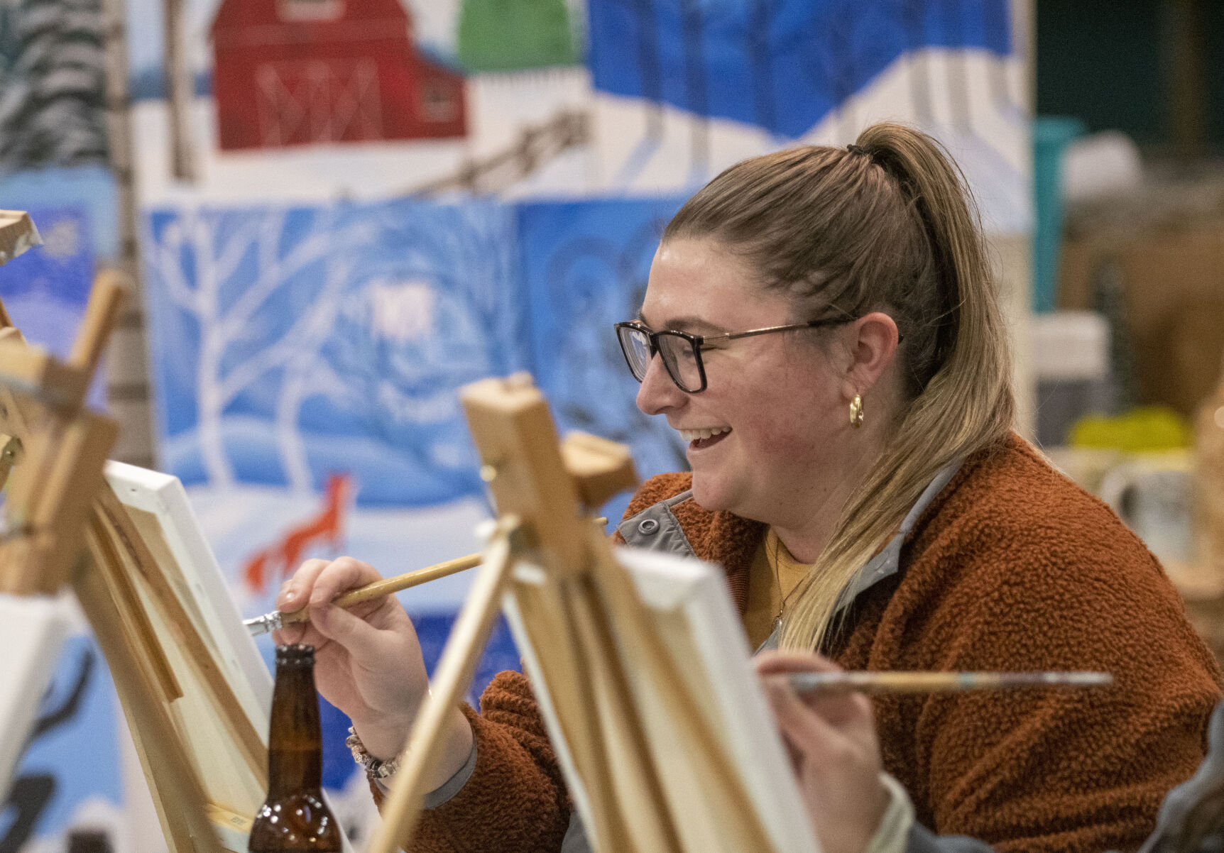 Hilarity ensues during adult sip 'n paint